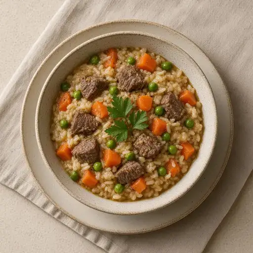 Kuşbaşılı sebzeli fırın pilavı