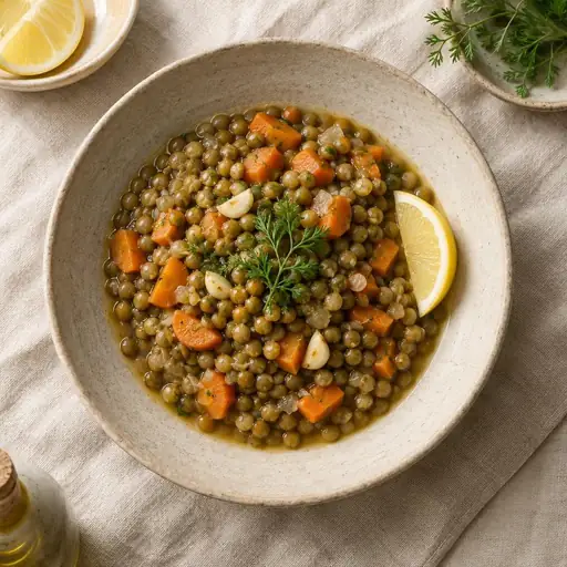 Zeytinyağlı yeşil mercimek