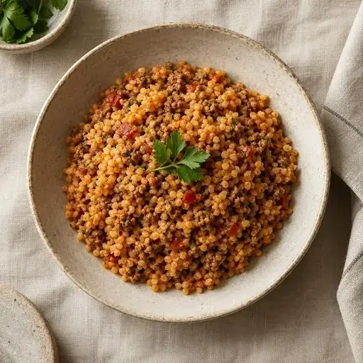 Kıymalı bulgur pilavı