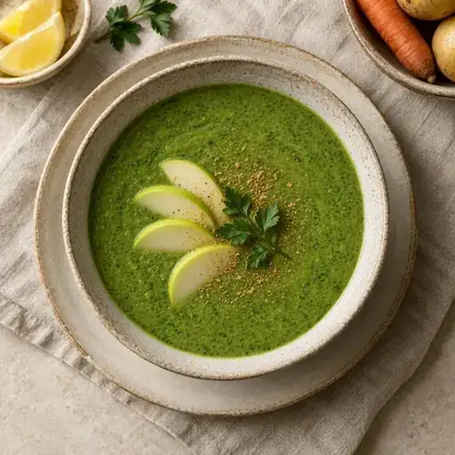 Elmalı yeşil smoothie kâsesi