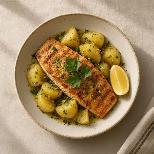 Limonlu ızgara balık ve patates