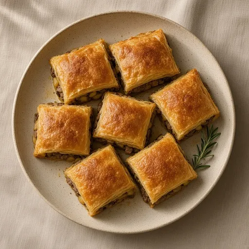 Kuşbaşılı patatesli tepsi böreği