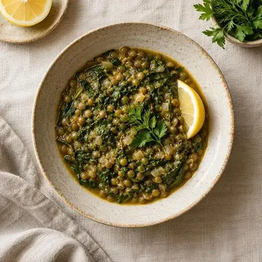 Ispanaklı yeşil mercimek