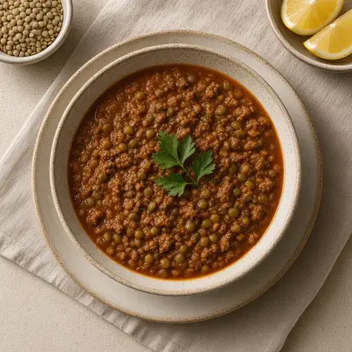 Kıymalı yeşil mercimek