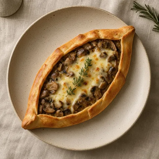 Mantarlı kaşarlı pide