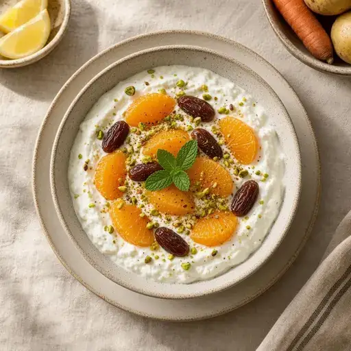 Portakallı hurmalı yoğurt kâsesi