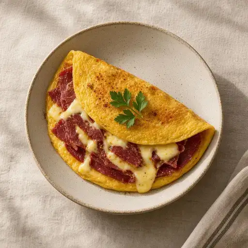 Pastırmalı kaşarlı omlet