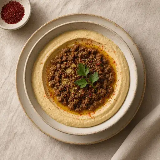 Kavrulmuş kıymalı humus