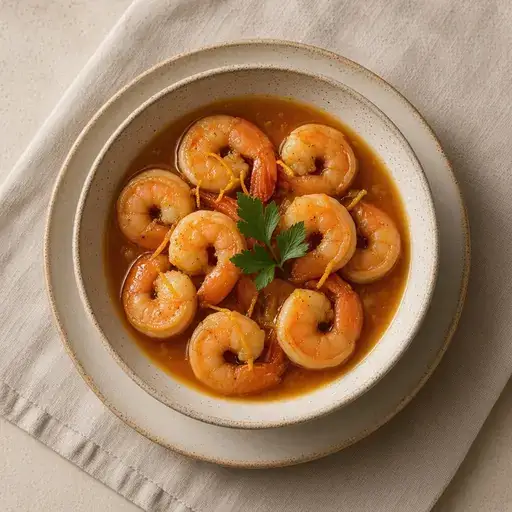 Portakal soslu karides