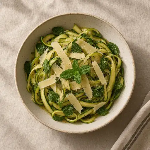 Kabak şeritli parmesanlı salata