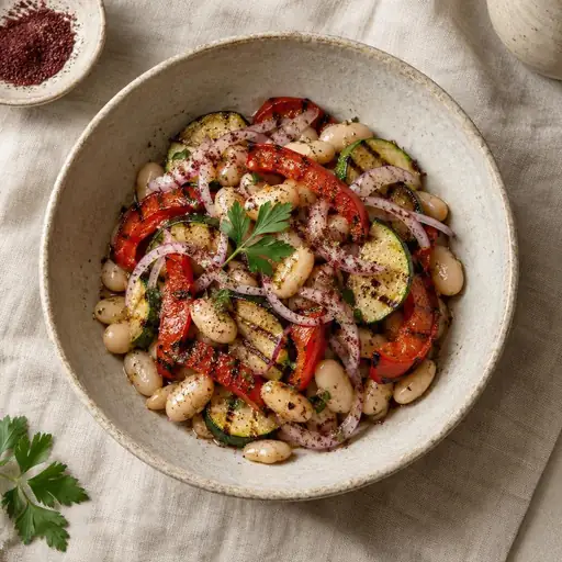 Fasulyeli ızgara sebze salatası