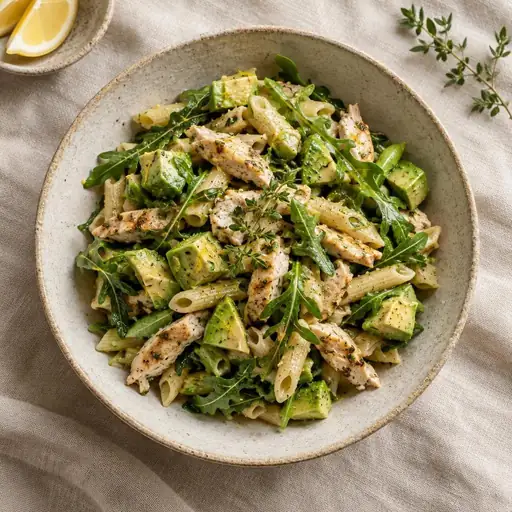 Tavuklu avokadolu makarna salatası