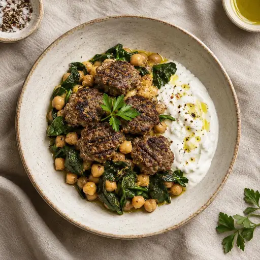 Köfteli ılık nohut salatası