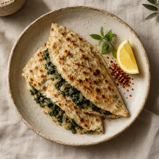 Zeytinyağlı ıspanaklı gözleme