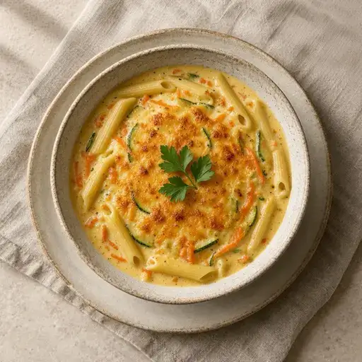 Sebzeli peynirli fırın makarna