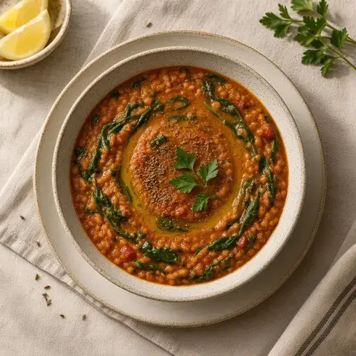 Ispanaklı kırmızı mercimek